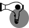 Icon mit Föhn und gelbem Punkt